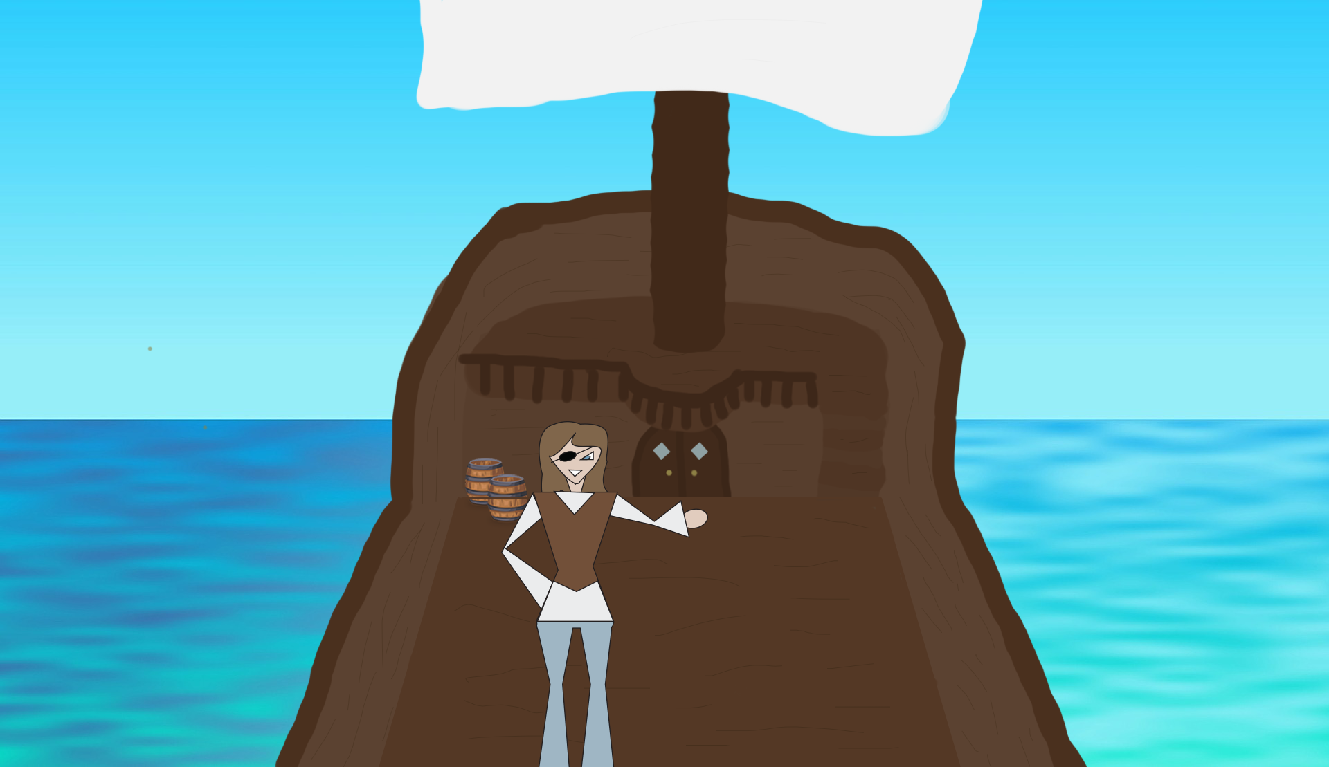 Pirat jente ombord i et sjørøver-skip